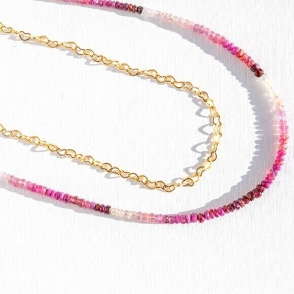 Gorgeous GENIUINE Ruby Jewelry Set Beaded Necklace & Bracelet Non Tarnish Gold - Picture 7 of 14